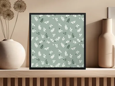Soft Sage Green Botanical Leaf Pattern Repeat Design