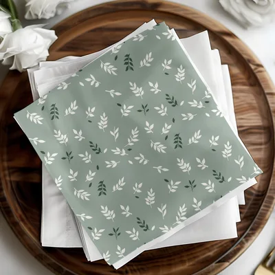 Soft Sage Green Botanical Leaf Pattern Repeat Design