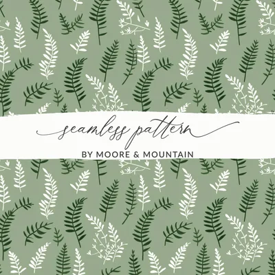 Soft Sage Green Botanical Repeat Leaf Print Design