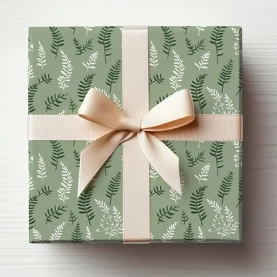 Soft Sage Green Botanical Repeat Leaf Print Design