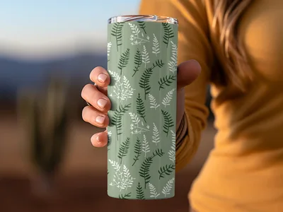 Soft Sage Green Botanical Repeat Leaf Print Design
