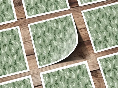 Soft Sage Green Botanical Repeat Leaf Print Design