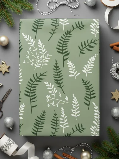 Soft Sage Green Botanical Repeat Leaf Print Design
