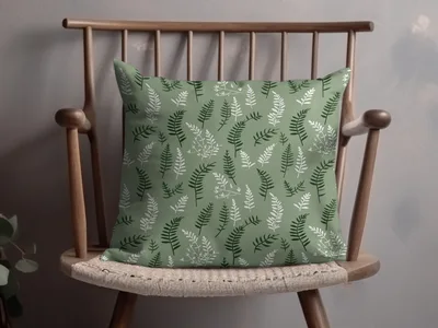 Soft Sage Green Botanical Repeat Leaf Print Design