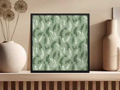 Soft Sage Green Botanical Repeat Leaf Print Design