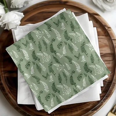 Soft Sage Green Botanical Repeat Leaf Print Design
