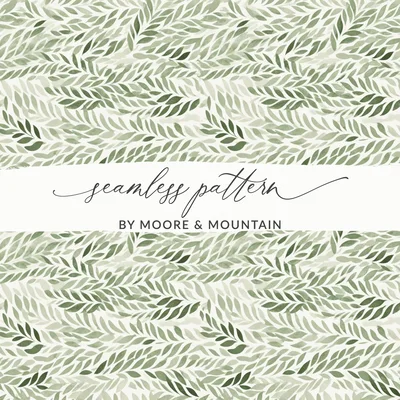 Soft Sage Green Botanical Repeat Leaf Print Pattern