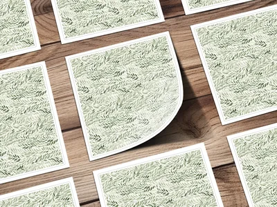 Soft Sage Green Botanical Repeat Leaf Print Pattern