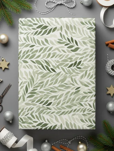 Soft Sage Green Botanical Repeat Leaf Print Pattern