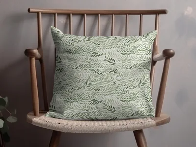 Soft Sage Green Botanical Repeat Leaf Print Pattern