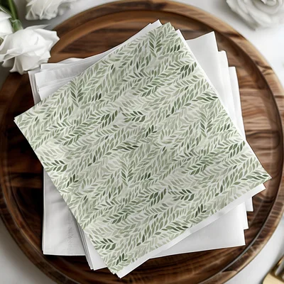 Soft Sage Green Botanical Repeat Leaf Print Pattern