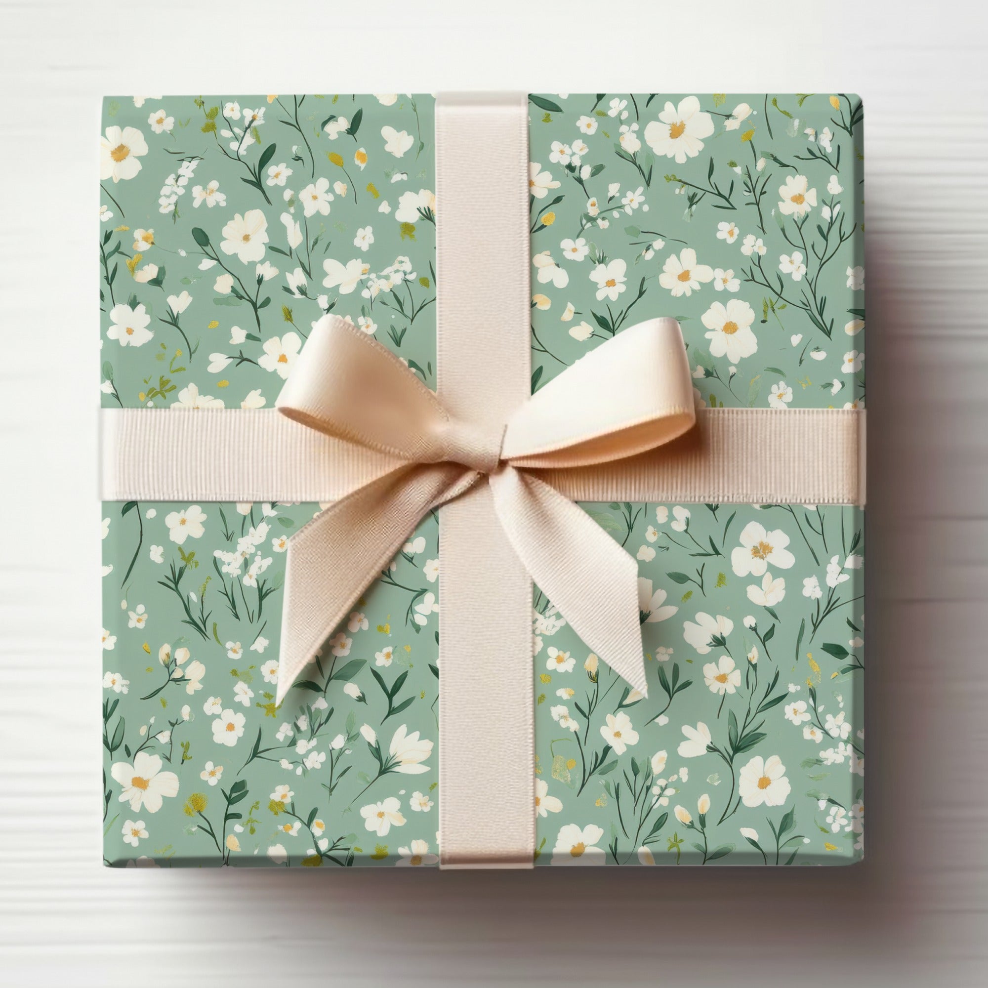 Spring Ditsy Floral Seamless Pattern on Green Background