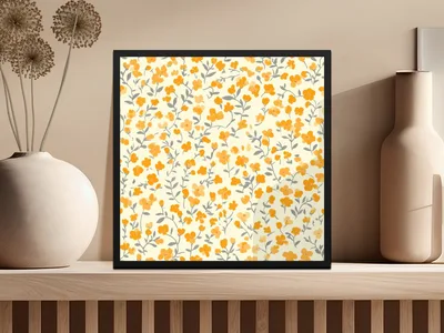 Spring Ditsy Floral Seamless Pattern Orange Flowers Digital