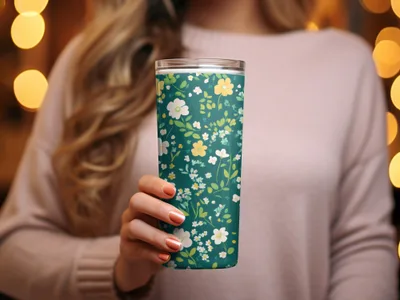 Spring Ditsy Floral Seamless Yellow White Flowers Pattern