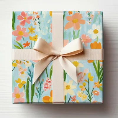 Spring Floral Pattern, Light Blue, Painted Acrylic Spring Flower Pattern, Daffodil, Daisies Digital Download, Seamless Flower Field