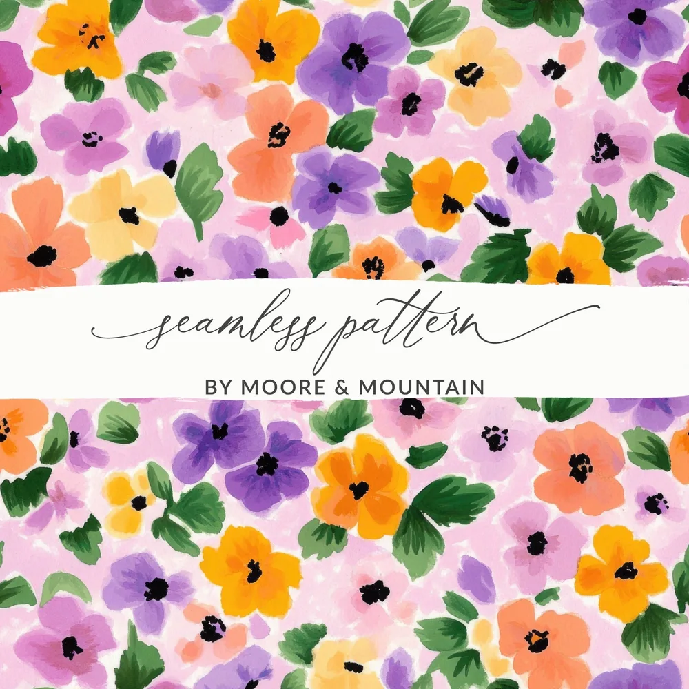 Spring Floral Pattern, Pastel Wildflowers, Painted Acrylic Spring Flower Pattern, Multicolored Daisies, Seamless Flower Field Digital