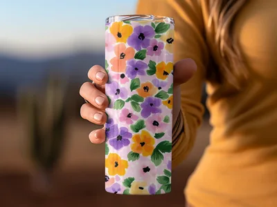 Spring Floral Pattern, Pastel Wildflowers, Painted Acrylic Spring Flower Pattern, Multicolored Daisies, Seamless Flower Field Digital