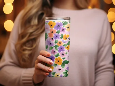 Spring Floral Pattern, Pastel Wildflowers, Painted Acrylic Spring Flower Pattern, Multicolored Daisies, Seamless Flower Field Digital
