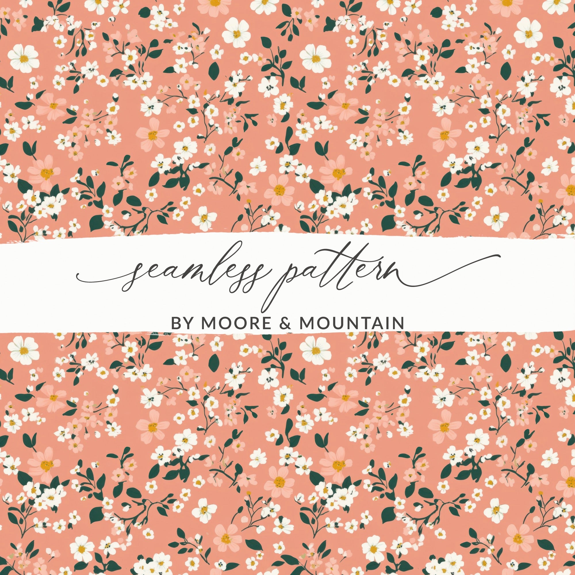 Spring Pastel Patterns Peach Floral and Flower Pattern Digital
