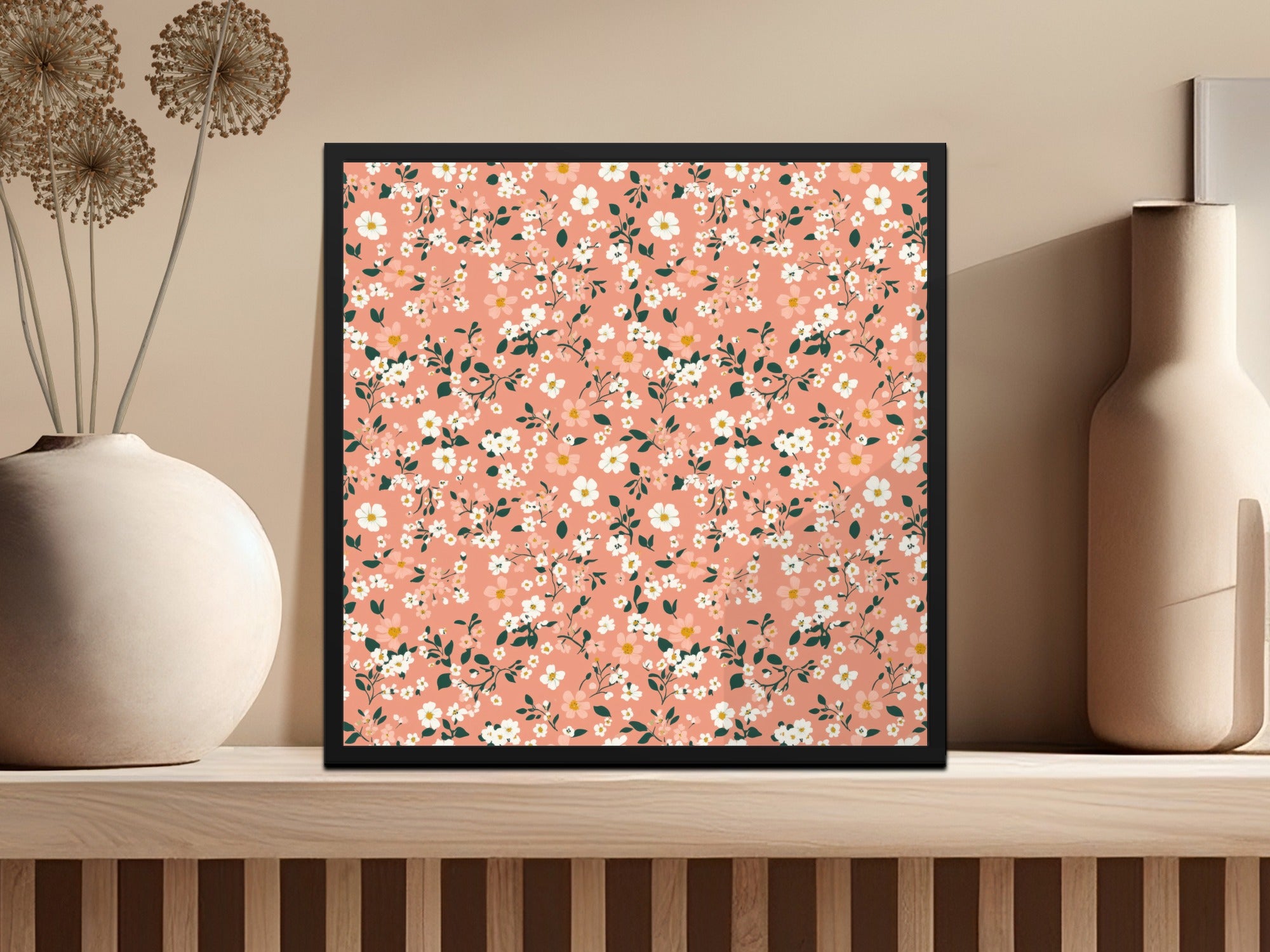 Spring Pastel Patterns Peach Floral and Flower Pattern Digital
