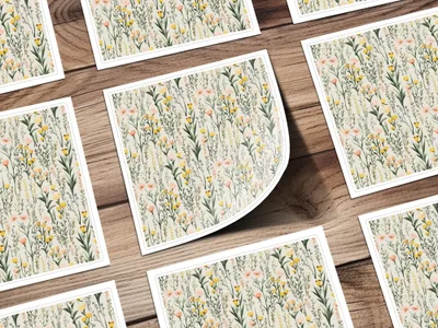 Spring Wildflowers Pattern, Boho Wildflower Seamless, Pastel Wildflowers Digital Background, Seamless Wildflower Field, Yellow and Blush
