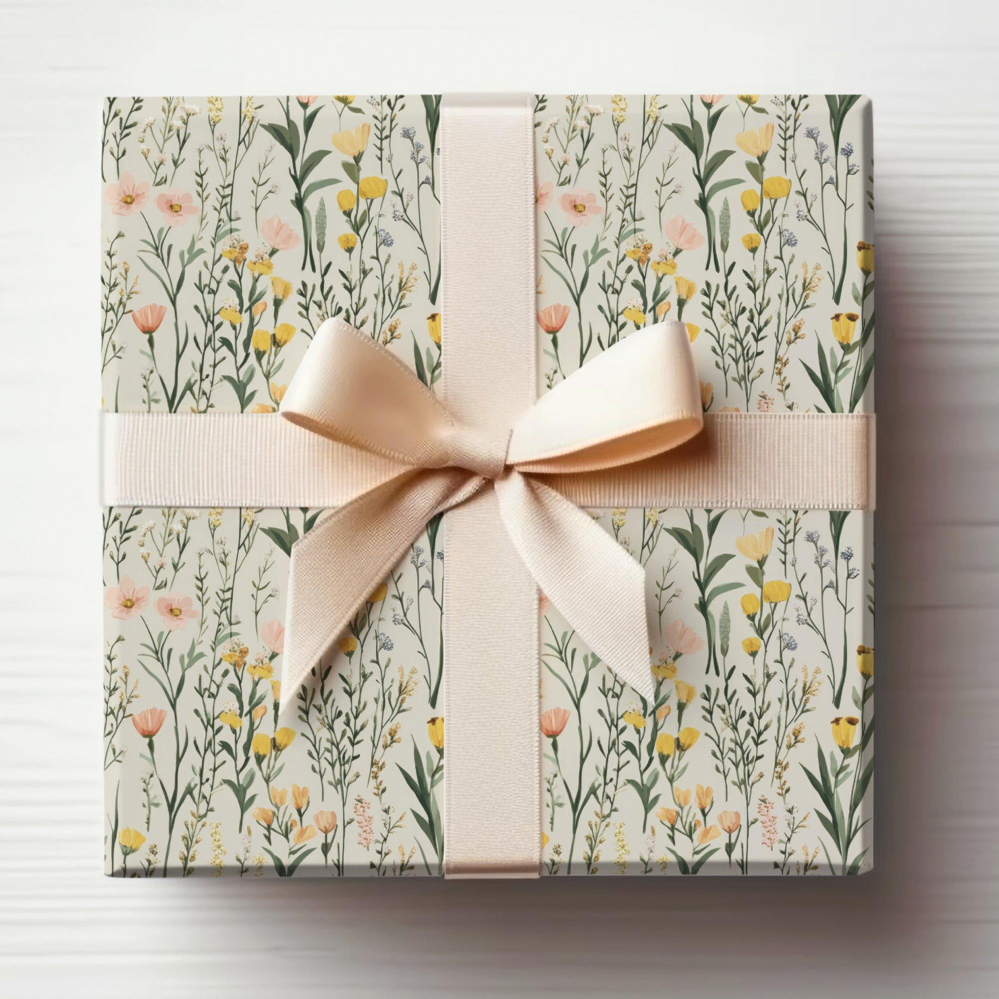 Spring Wildflowers Pattern, Boho Wildflower Seamless, Pastel Wildflowers Digital Background, Seamless Wildflower Field, Yellow and Blush
