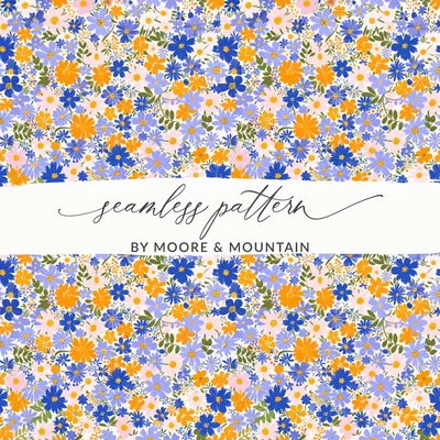 Spring Wildflowers Pattern Light Purple and Orange Floral Design