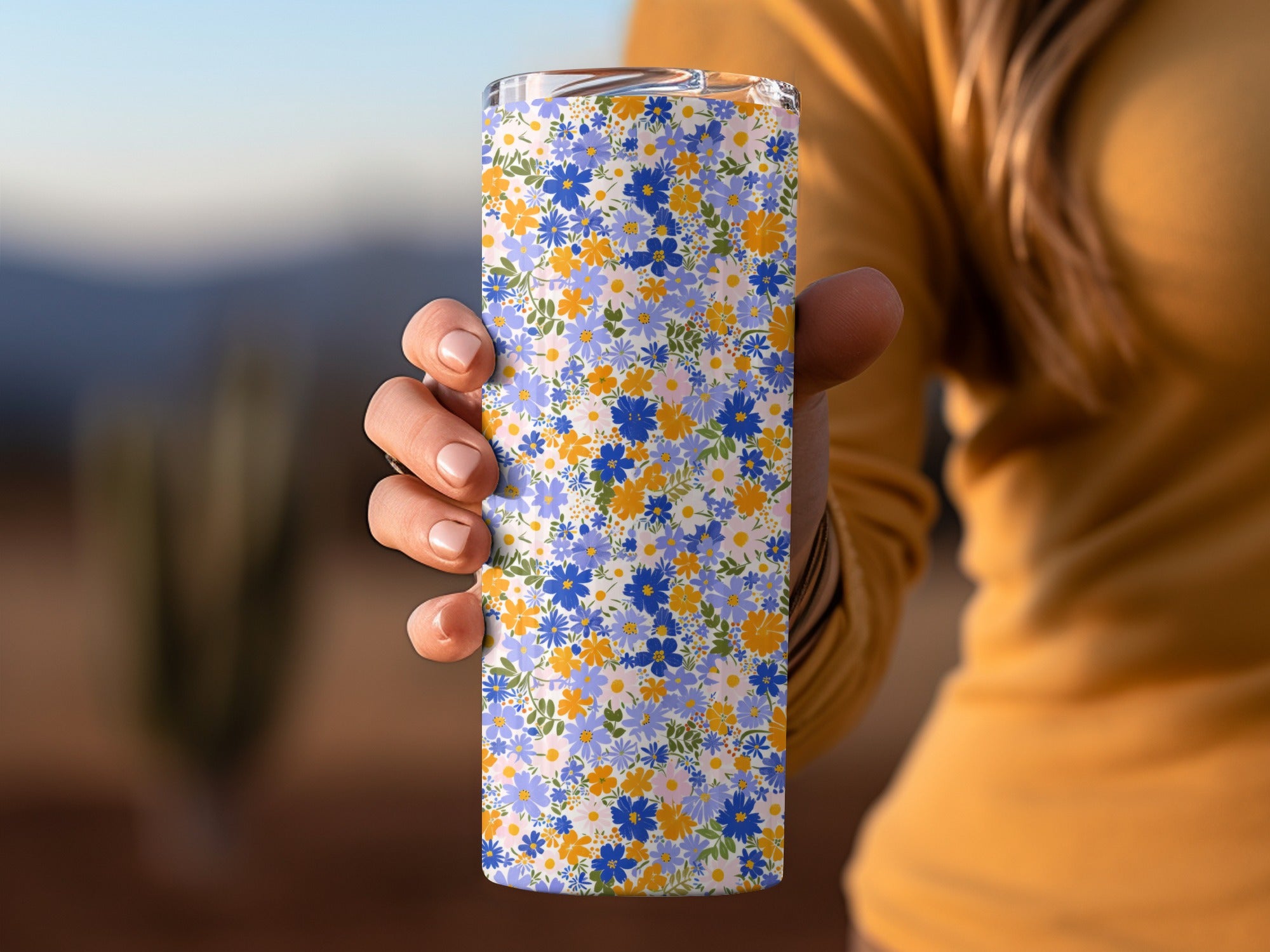 Spring Wildflowers Pattern Light Purple and Orange Floral Design