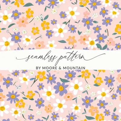 Spring Wildflowers Pattern Pastel Seamless Allover Pattern
