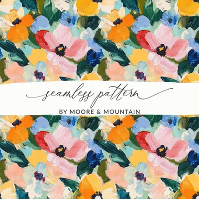 Springtime Acrylic Floral with Jewel Tones Digital