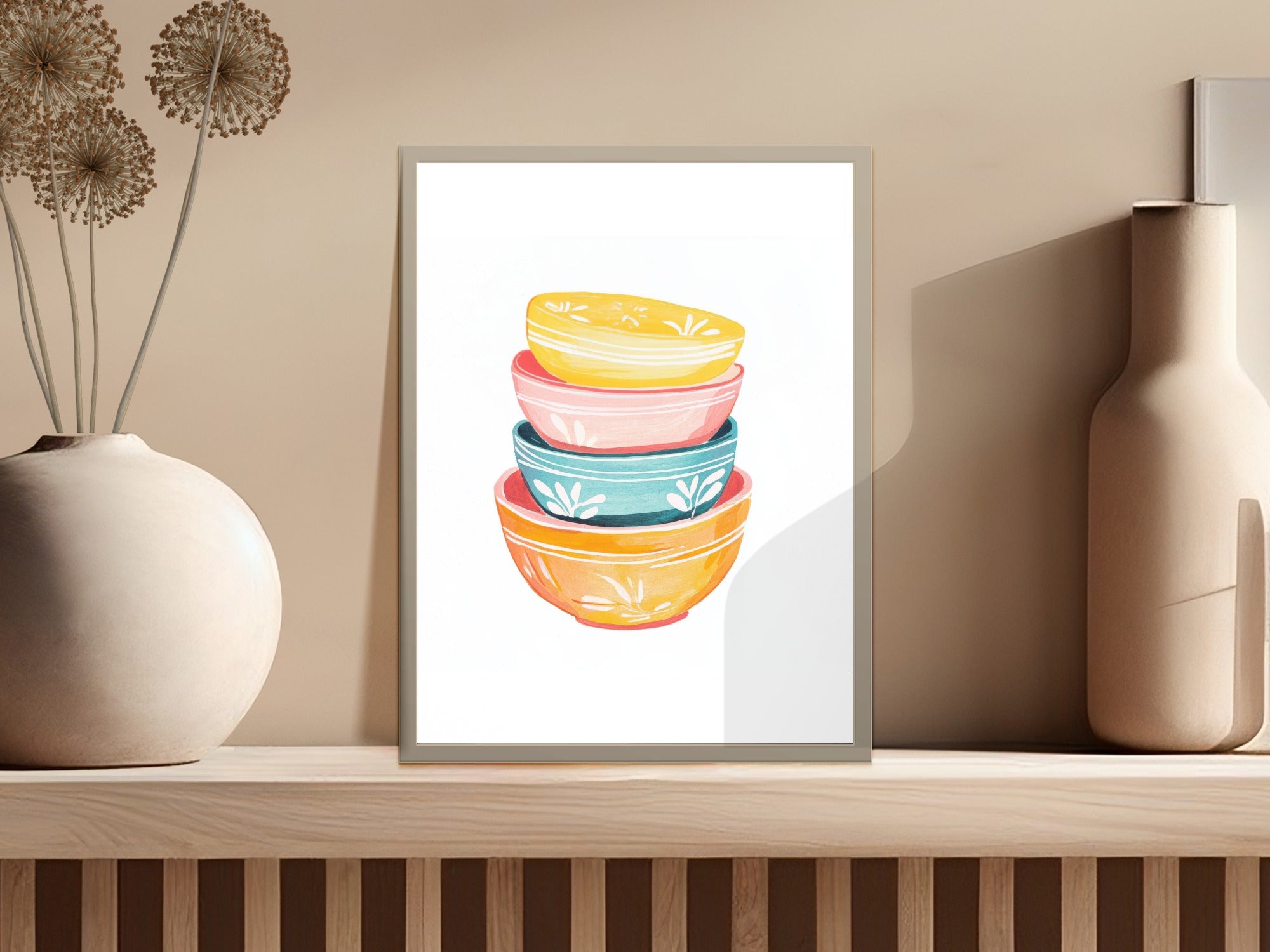 Stacked Bowls SVG Digital File, Preppy Clip Art Kitchen Decor, Cute Baking Bowl Design, Cozy Kitchen PNG, Home Baker Gift Digital Download