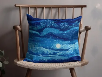 Starry Night Sky Digital, Moon Art Digital, Blue Landscape Digital, Seamless Pattern Digital, JPEG Digital, Van Gogh Style Digital
