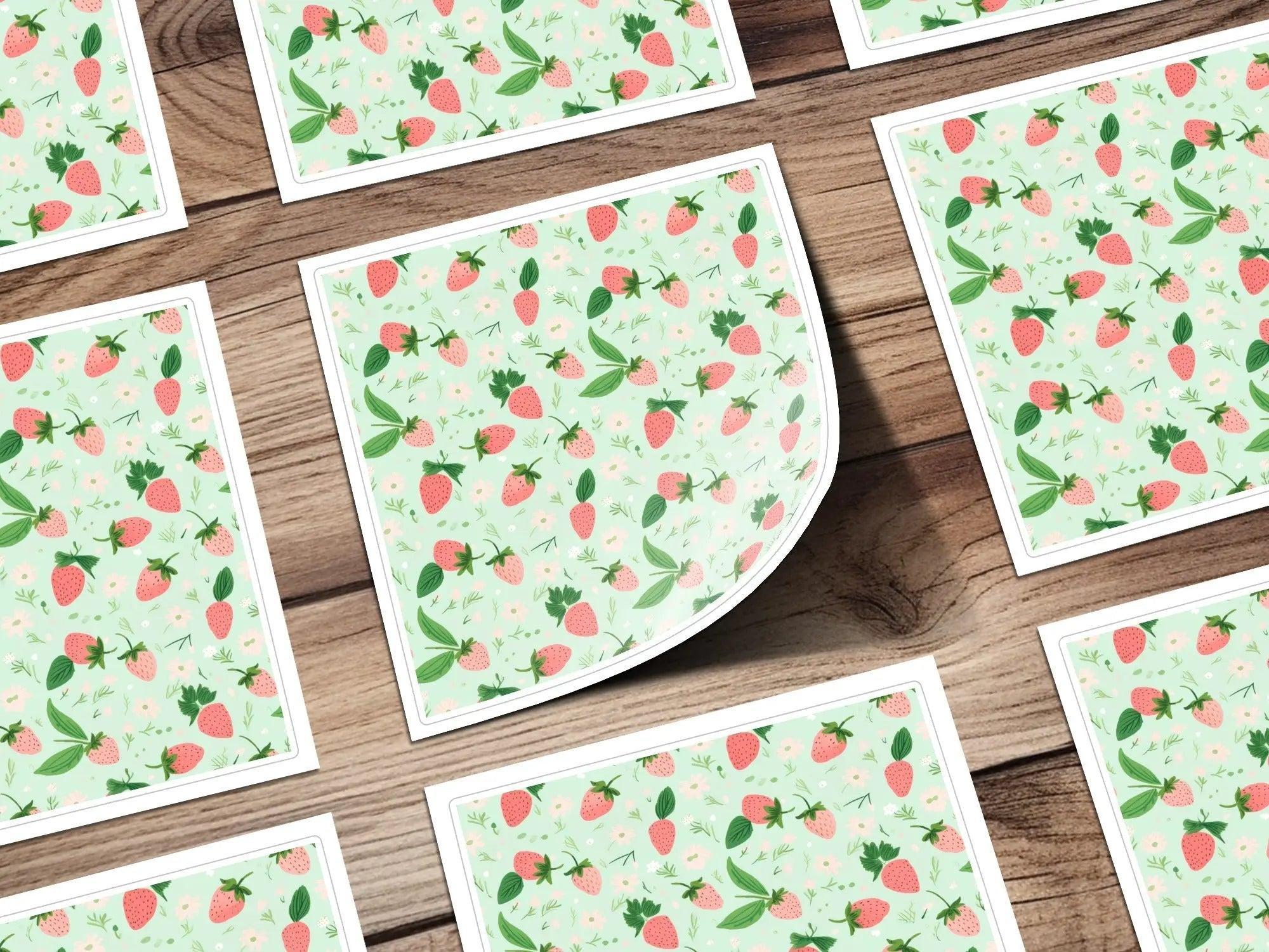 Strawberry Digital Paper, Seamless Pattern, Floral Pattern, Digital Download, Commercial Use, Strawberry Background, Summer Theme