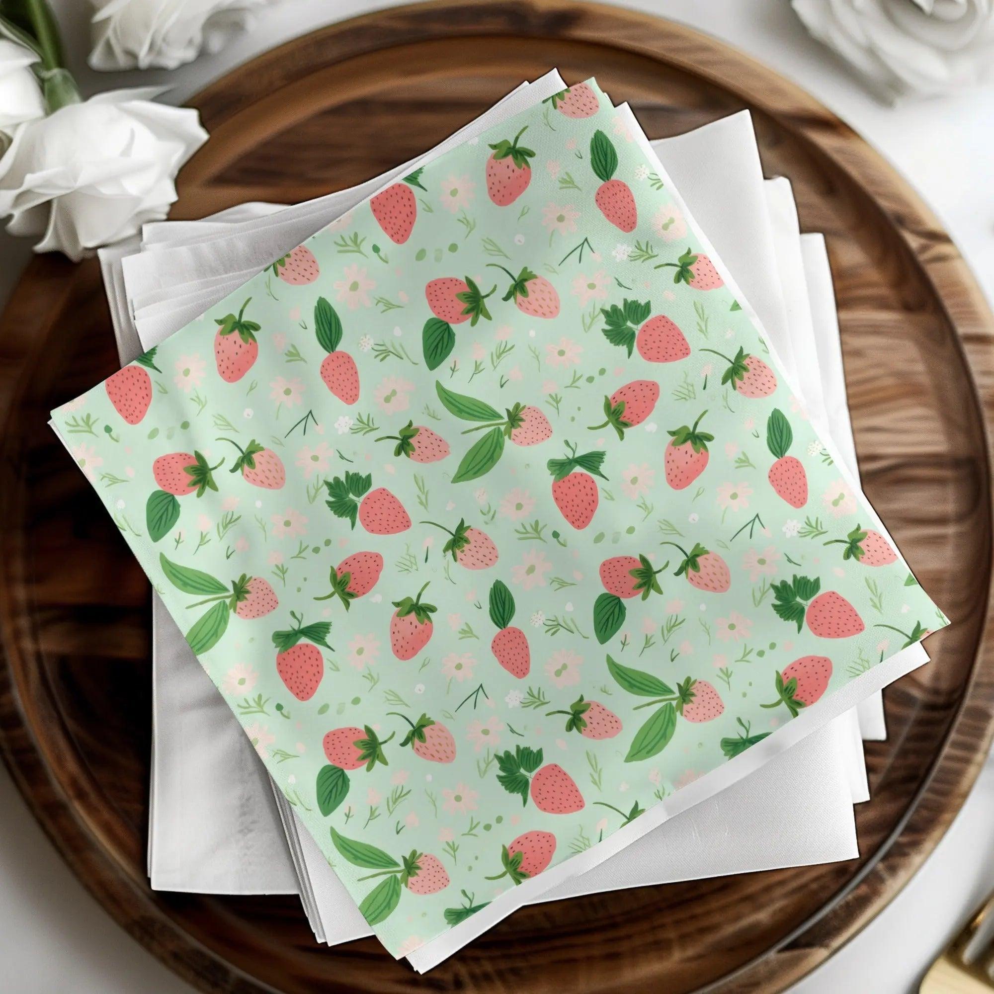 Strawberry Digital Paper, Seamless Pattern, Floral Pattern, Digital Download, Commercial Use, Strawberry Background, Summer Theme