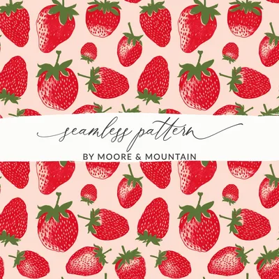Strawberry Digital Paper, Seamless Pattern, Fruit Pattern, Food Print, Scrapbook Paper, Summer Digital Paper, Fabric Design, Digital