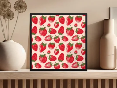 Strawberry Digital Paper, Seamless Pattern, Fruit Pattern, Food Print, Scrapbook Paper, Summer Digital Paper, Fabric Design, Digital