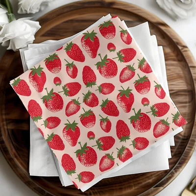 Strawberry Digital Paper, Seamless Pattern, Fruit Pattern, Food Print, Scrapbook Paper, Summer Digital Paper, Fabric Design, Digital