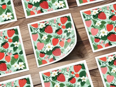 Strawberry Digital Seamless Pattern, Fruits Design, Summer Pattern, Sweet Berries Print, Digital Paper, Commercial Use, Floral Background