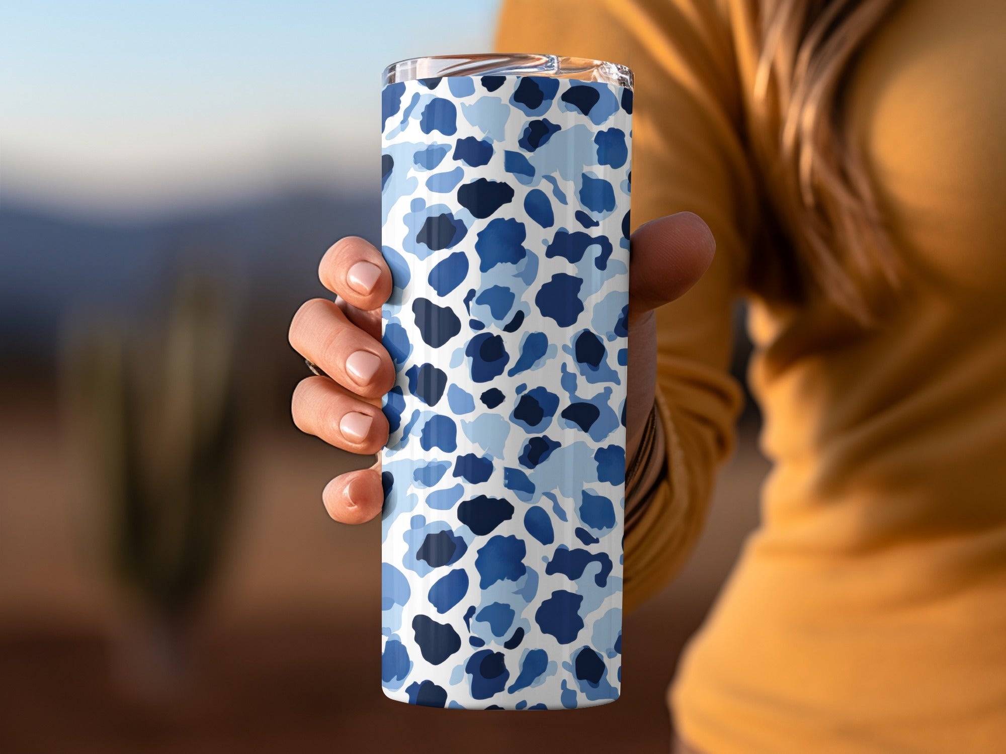 Stylish Blue and White Camouflage Design Pattern Digital