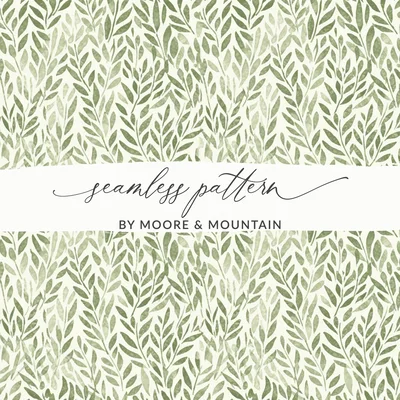 Stylish Organic Leaf Seamless Pattern with Soft Sage Green