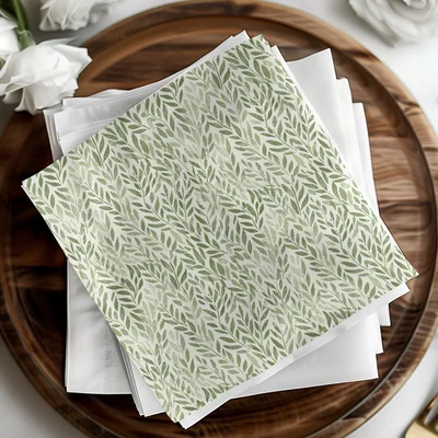 Stylish Organic Leaf Seamless Pattern with Soft Sage Green