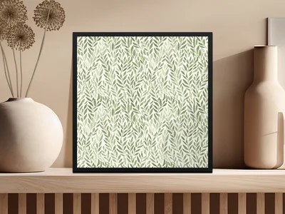 Stylish Organic Leaf Seamless Pattern with Soft Sage Green