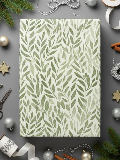 Stylish Organic Leaf Seamless Pattern with Soft Sage Green