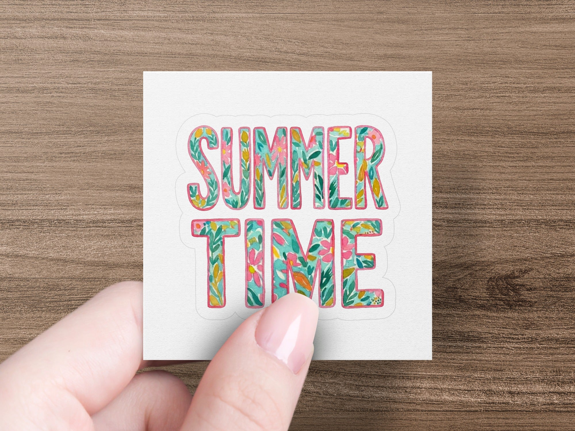 SUMMER TIME Floral Watercolor T-Shirt, Happy Summer Vacation Tee, Cute Botanical Summer Vibes Shirt, Bright Nature Lover Digital Design