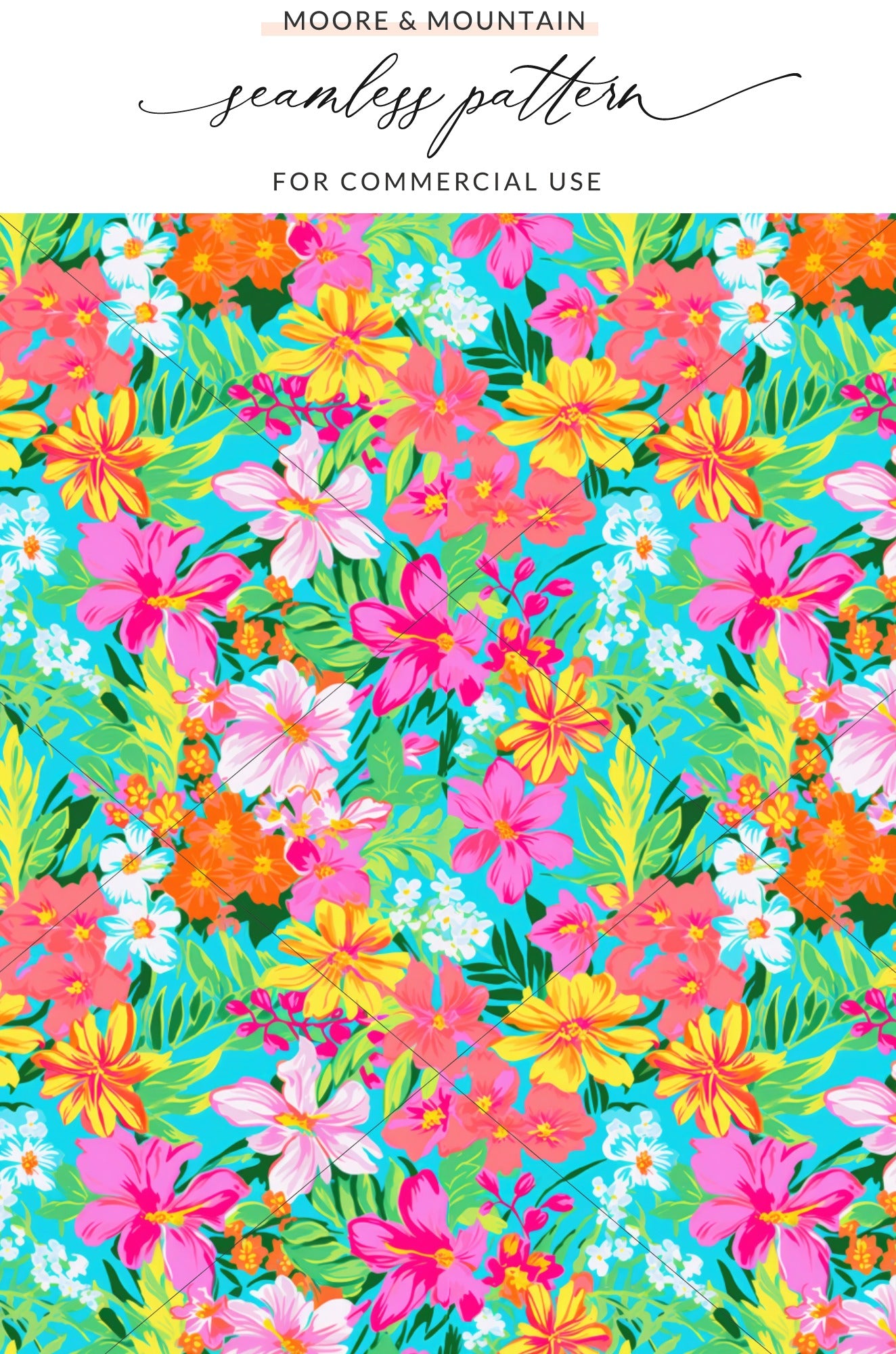 Summery Bright Floral Maximalist Pattern for Commercial Use