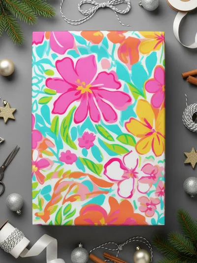 Summery Bright Floral Preppy Neon Seamless Pattern Digital
