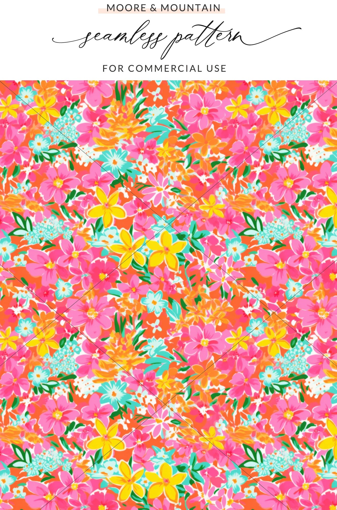 Summery Bright Floral Preppy Seamless Digital Pattern for Use