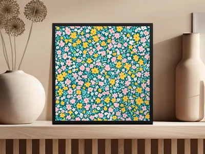Summery Floral Pattern Blush Yellow Ditsy Floral Seamless Digital