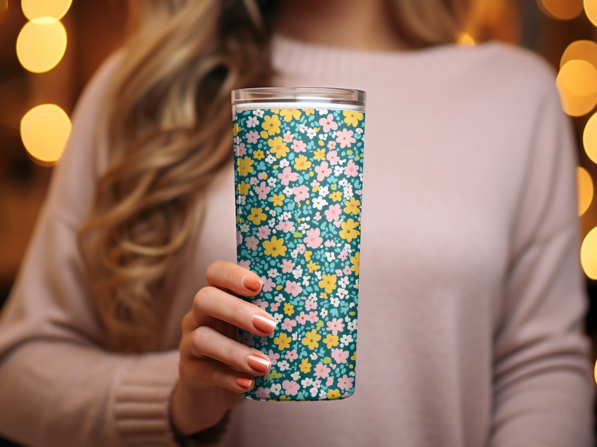 Summery Floral Pattern Blush Yellow Ditsy Floral Seamless Digital