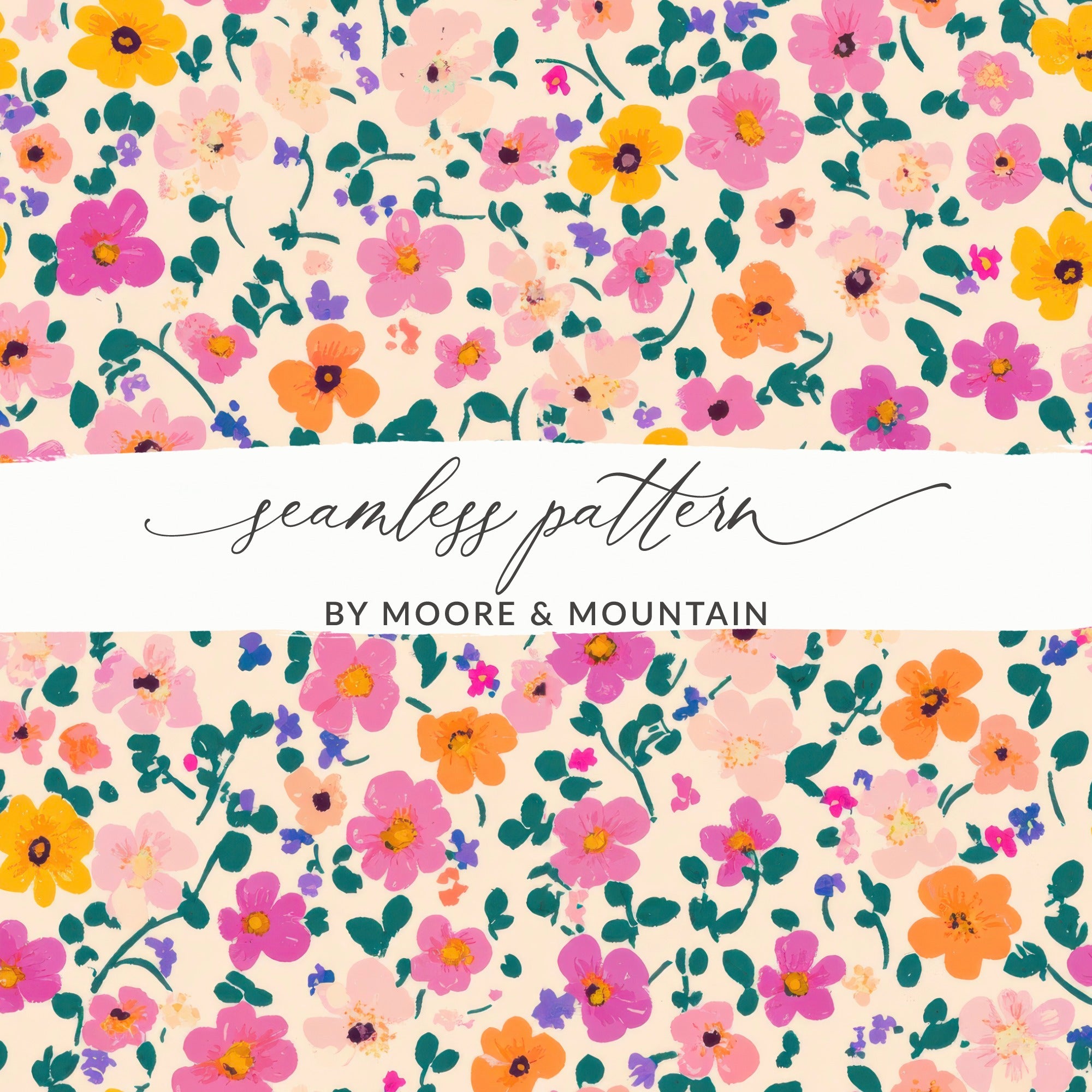 Summery Pastel Ditsy Floral Seamless Pattern Background Digital Blush Pink